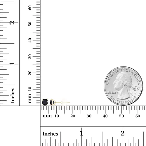 Miniatura 4 de Aretes de tuerca de oro macizo de 14 quilates de 0.157 in con corte cojín para mujer, hipoalergénicos, aretes de tuerca con piedras preciosas