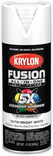 Miniatura 2 de Krylon K02734007 Fusion - Pintura en aerosol todo en uno para interiores y exteriores, color blanco brillante satinado, 12 onzas (paquete de 2)