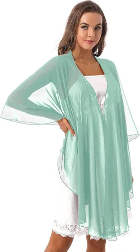Miniatura 2 de ACSUSS Chal de gasa de manga 34 para mujer, ligera, suave, transparente, para vestidos de noche de boda