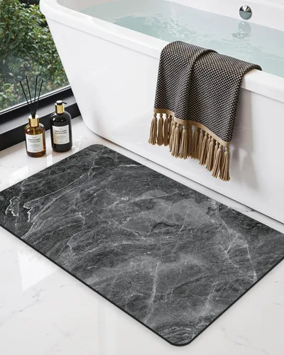 Miniatura 12 de DEXI Alfombra de baño ultra fina, de 16 x 24 pulgadas, antideslizante, para suelo de ducha, absorbente, de secado rápido, de mármol, perfil bajo