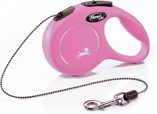 FLEXI Correa retráctil clásica de cordón para perros extra pequeños de hasta 18 libras – 10 pies, rosa | Correa para caminar de mascotas sin enredos