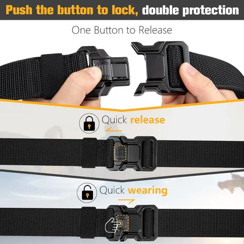 Miniatura 2 de JOTOVO Cinturón táctico, hebilla de cinturón de liberación rápida, cinturón de nailon de 1.5 pulgadas, hebilla de cinturón de seguridad resistente