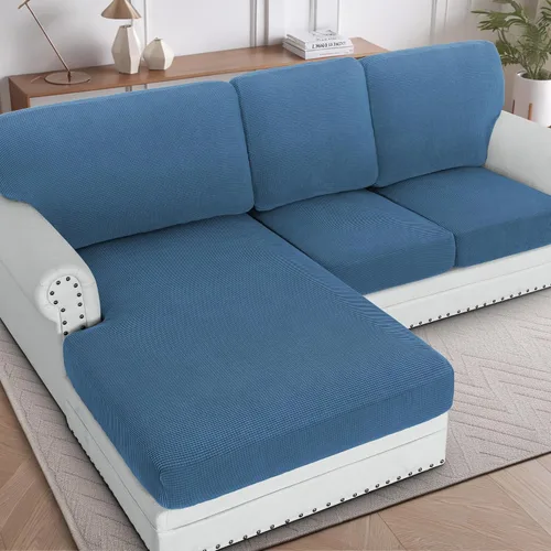 Miniatura 15 de H.VERSAILTEX Fundas para sofá seccional, 4 piezas, fundas de cojín de asiento de sofá en forma de L, fundas de cojín separadas para chaise longue