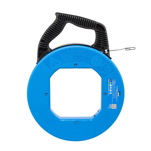 Miniatura 5 de IDEAL Electrical 31-057 Cinta de pesca de acero azul de 240 pies. Cinta de pesca de acero azul con gancho formado y estuche Tuff-Grip Pro, acabado