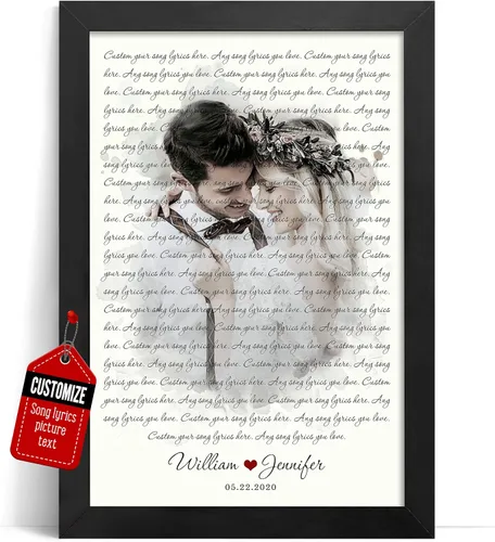 Miniatura 11 de VICILO Póster Enmarcado con Letras de Canción Personalizadas, Regalo para Padres, Acordes de Canción Perfectos, Pareja, 50° Aniversario de Boda