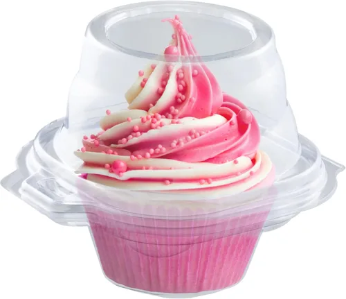 Miniatura 2 de Contenedores individuales para cupcakes (paquete de 100) Cajas de plástico transparente desechables para cupcakes Soporte individual