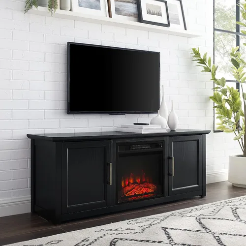 Miniatura 2 de Crosley Furniture Camden Soporte de TV con chimenea de perfil bajo para televisores de más de 65 pulgadas, centro de entretenimiento con estantes