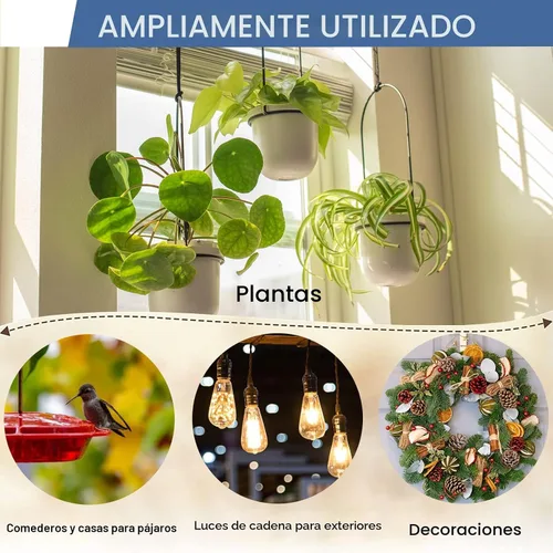 Miniatura 4 de ADIIL 12 ganchos Q con hebilla de seguridad, ganchos de tornillo resistentes al viento para colgar luces de cadena al aire libre, plantas, luces