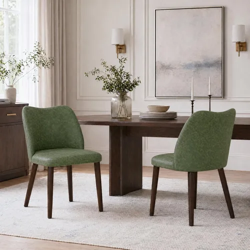 Miniatura 18 de MALOL Juego de 2 sillas de comedor, sillas laterales de cocina tapizadas de tela con patas de madera para uso en cocina y restaurante, color beige
