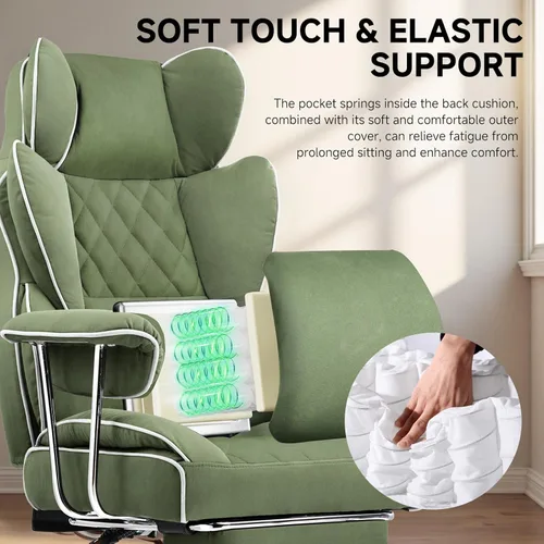 Miniatura 4 de COMHOMA Silla de juegos grande y alta con soporte lumbar de resorte de bolsillo, silla de oficina ergonómica con reposapiés, silla de escritorio