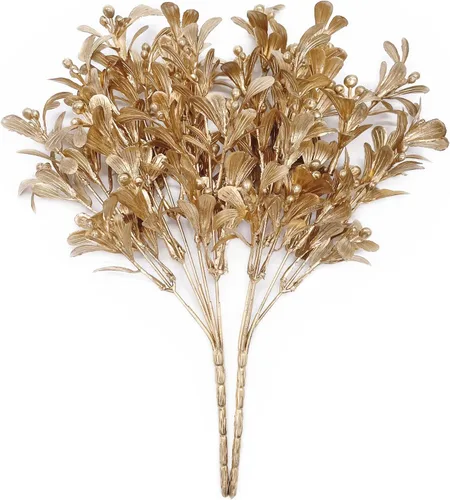 Miniatura 33 de Plantas artificiales Golden Baby Breath Gypsophila, para decoración de Navidad, plantas falsas, arbustos de helecho, arbustos sintéticos, Aliento