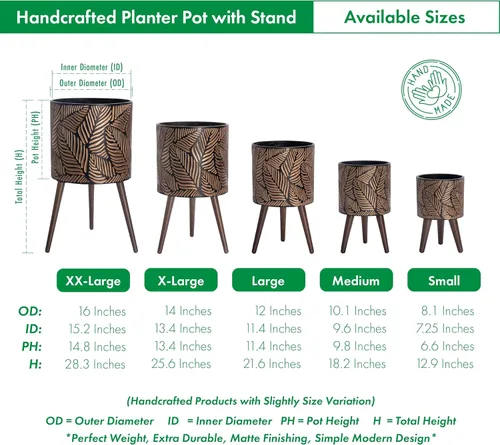 Miniatura 3 de D'vine Dev Maceta de 12 pulgadas con soporte, maceta alta de mediados de siglo con patas para plantas de interior, grande, bronce/gris, 88-L-C-6