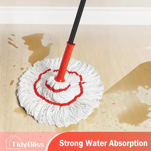 Miniatura 7 de TidyBliss Trapeador giratorio para limpieza de suelos, 57.5 pulgadas de largo con mango de algodón con escurridor, mopa húmeda de microfibra lavable