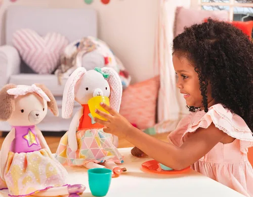 Miniatura 2 de B. toys – Conejo de peluche de 15 pulgadas – Animal de peluche suave para bebé, niño pequeño – Atuendo naranja y pastel – Conejo lavable – Deditos