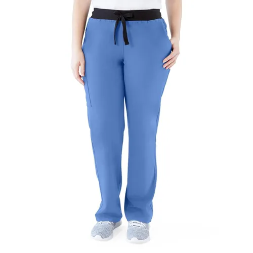 Miniatura 67 de ave. Varick - Pantalón médico de tiro medio para mujer, pierna recta, seis bolsillos, color azul caribeño, talla S