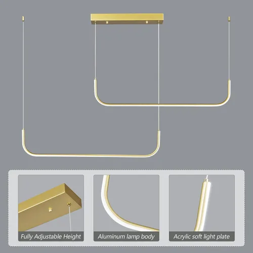 Miniatura 6 de Candelabro lineal moderno regulable de 6000 K, lámparas colgantes LED para techo, lámparas doradas para comedor, cocina, isla, sala de estar, Negro