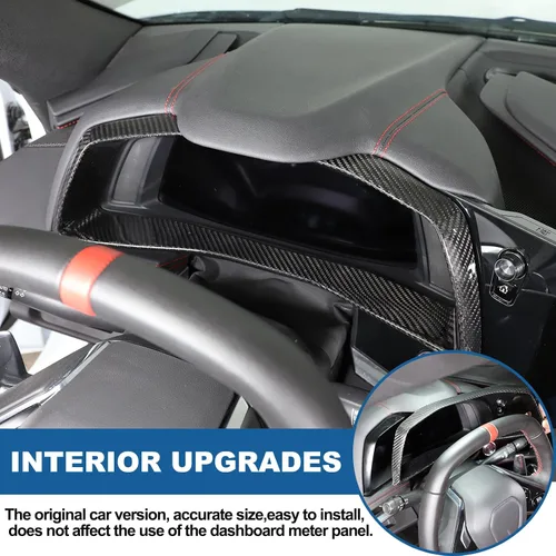 Miniatura 4 de Marco para panel de salpicadero de automóvil compatible con Chevrolet Corvette C8 Stingray 2020-2025 100% fibra de carbono real, 1 pieza