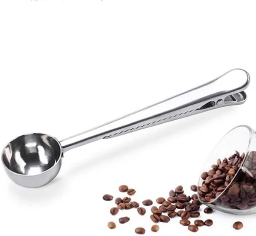 Miniatura 3 de Paquete de 2 cucharas de café, cucharas medidoras de acero inoxidable, con clip para bolsa de café, adecuadas para café molido, granos de espresso