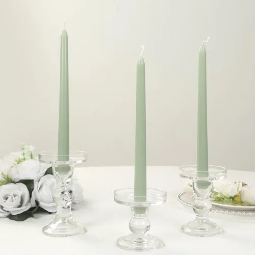 Miniatura 11 de Efavormart 12 Pack 11" Velas cónicas de cera de parafina de rosa mate de color oro rosa de alta calidad, velas de cena largas sin aroma, con mecha