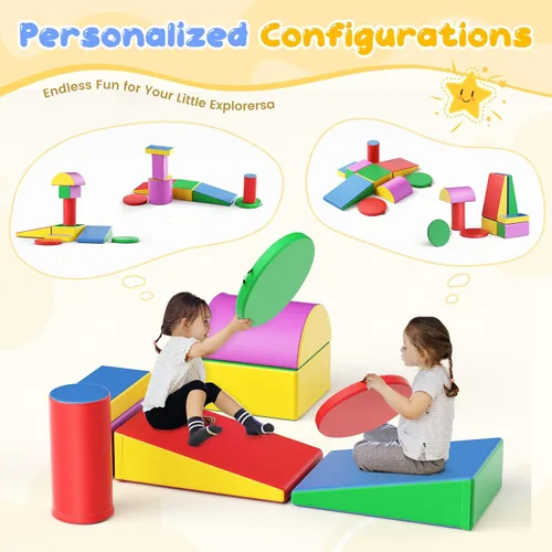 Miniatura 3 de Lischwert Bloques de escalada de espuma, juguetes de escalada suaves para niños pequeños, juego de espuma de 9 piezas para gatear y escalar con Verde