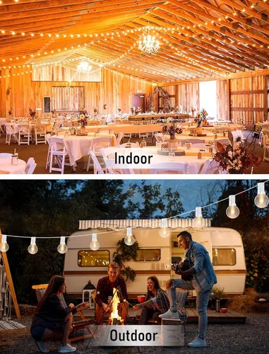 Miniatura 6 de Luces de Cadena Blancas para Exteriores de 25 Pies con 27 Bombillas Transparentes, Luces de Cadena G40 Globe para Patio Interior/Exterior, Luces