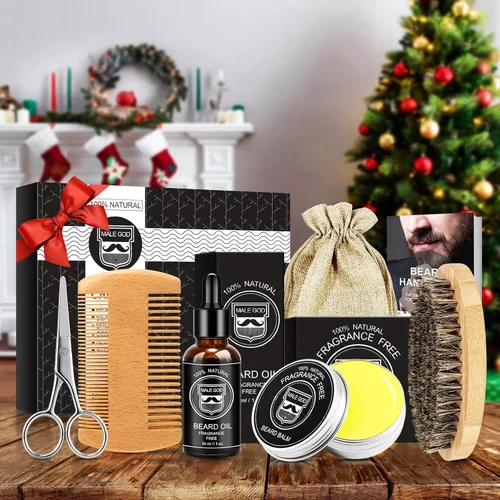 Miniatura 8 de MALE GOD Kit de cuidado y cuidado de barba para hombres, kit de crecimiento de barba con ingredientes naturales, aceite de barba, bálsamo, cepillo