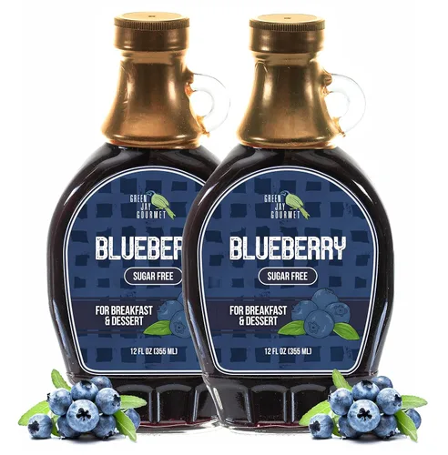 Miniatura 8 de Green Jay Gourmet Jarabe de arándanos sin azúcar, jarabe de desayuno premium sin azúcar con arándanos frescos y jugo de limón, jarabe de panqueques