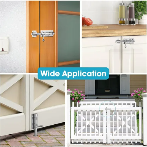 Miniatura 8 de Cerradura de puerta de perno deslizante, cerrojo de barril, 6.3 pulgadas, resistente, acero inoxidable 304, acabado plateado, para valla de madera