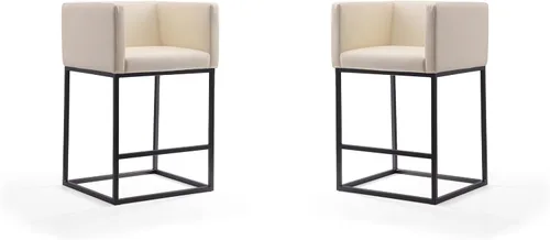 Miniatura 8 de Manhattan Comfort Embassy - Taburete de bar de metal gris y negro de 34 pulgadas