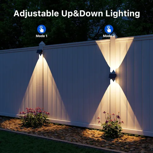 Miniatura 7 de 4 Pack Solar Powered Wall Lights for Outside Up and Down Fence Mount LED Outdoor Decorative Waterproof Lamps for Porch, Deck, Patio, Yard, Garden, 4