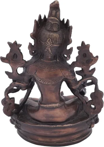 Miniatura 4 de Exotic India Tara verde, quien te salva (Deidad budista tibetana) - Estatua de latón - Color verde Chola Chola Verde