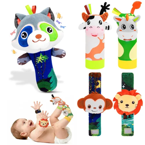 Miniatura 9 de Juguetes para bebés de 0 a 6 meses – Juego de calcetines de sonajero de muñeca de alto contraste para bebés de 3 meses, sonajeros sensoriales