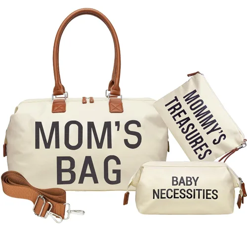 Miniatura 10 de printe Bolsa de pañales grande de 6 piezas con cambiador y 2 bolsas organizadas, bolsa de mamá para hospital con funda para chupete, correas, gancho