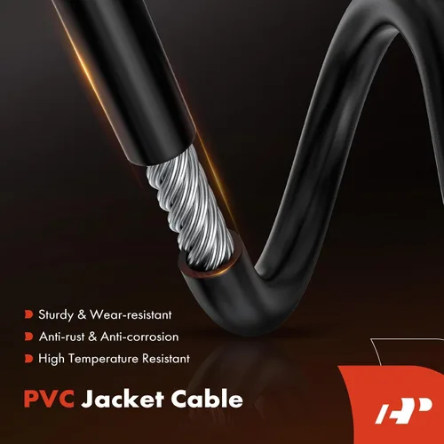 Miniatura 4 de A-Premium Cable de liberación del capó delantero sin mango compatible con Honda Civic 1992 1993 1994 1995, 91.1 pulgadas