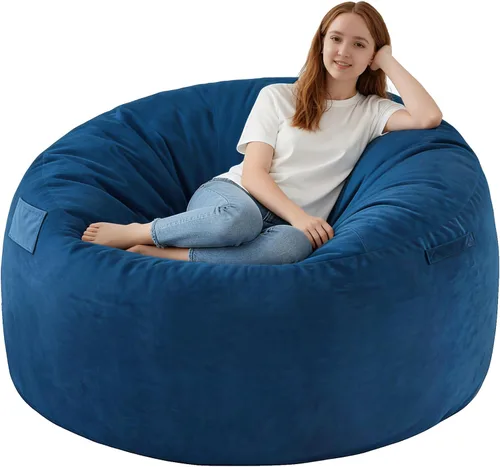 Miniatura 23 de Silla de Puf de 3 Pies, Sillas de Puf Cómodas con Relleno de Espuma Viscoelástica, Sofá de Puf Esponjoso con Funda de Terciopelo Holandés, Sillas