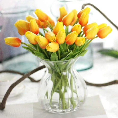 Miniatura 4 de 30 tulipanes artificiales, flores de tacto real, multicolor, tulipanes falsos de Holanda de poliuretano, ramo de tulipanes de látex, flores de látex