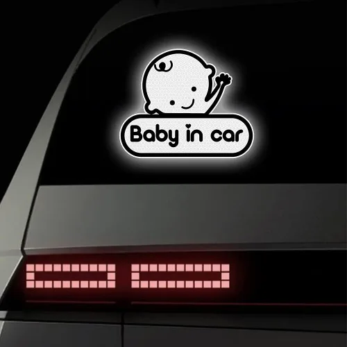Miniatura 2 de 2 calcomanías de bebé en coche para automóviles, lindas calcomanías reflectantes de alta intensidad para bebé a bordo para parachoques de ventana