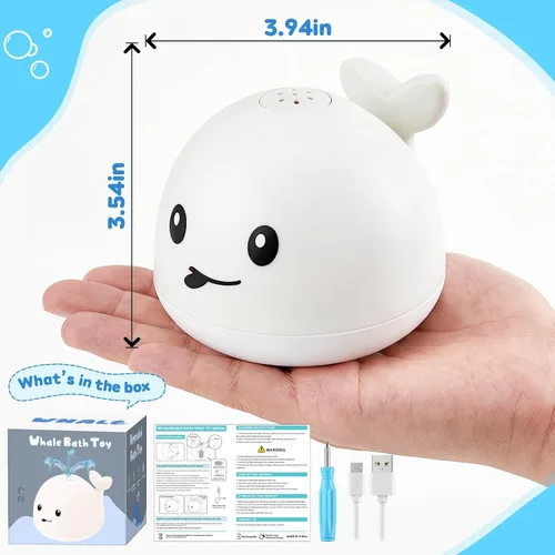 Miniatura 9 de Juguetes de baño para bebés de 1 a 3 años, juguetes de agua de piscina para bebés de 1, 2, 3 años, juguete de baño de ballena, juguete de baño