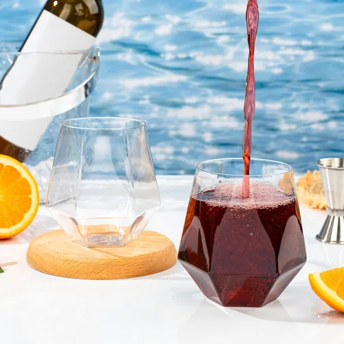 Miniatura 4 de Goodluck 40 piezas de copas de vino y whisky de plástico sin tallo de diamante, 12 onzas, copas de cóctel desechables, adecuadas para bodas, fiestas