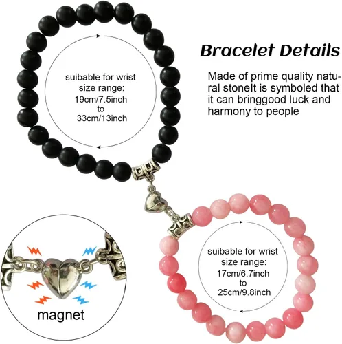 Miniatura 5 de Smilelife - Pulseras magnéticas de corazón de doble tamaño a juego para parejas, mejores amigos y familia - Regalos perfectos para padres e hija