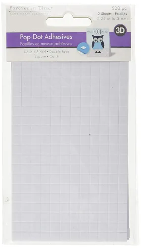 Forever in Time PD108 3D Pop Dots - Soporte cuadrado de espuma de doble adhesivo, 1/4 pulgadas, 528 por paquete, color blanco