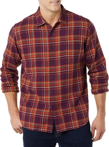 Miniatura 12 de Amazon Essentials Camisas de franela de manga larga para hombre, corte ajustado, a cuadros con botones