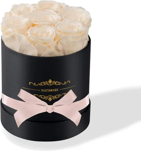 Miniatura 10 de NATROSES 7 piezas de rosas preservadas en una caja, flores preservadas para cumpleaños, regalos de flores para el Día de la Madre (negro)