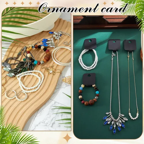 Miniatura 6 de Ctosree 1000 unidades de pulseras autoadhesivas para exhibir tarjetas, collares, tarjetas de venta para llavero, aretes, collar, banda para el Negro