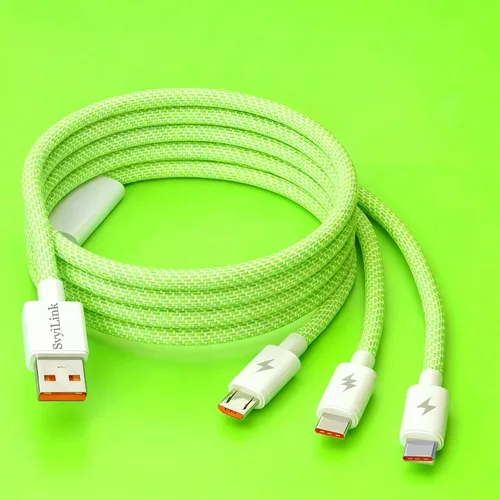 Miniatura 8 de Cable USB PD cargador rápido iluminado (USB 3 en 1 azul), cable de datos de teléfono, cable de carga de luz fluida, 39 pulgadas, material TPE