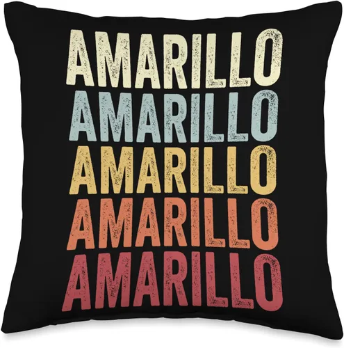 Amarillo Texas Amarillo TX Retro Vintage Almohada de texto, 16 x 16, multicolor