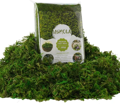 USMOLA Musgo verde para manualidades, musgo falso de 4 onzas para plantas de interior, terrarios, jardines de hadas y exhibiciones de mesa, perfecto