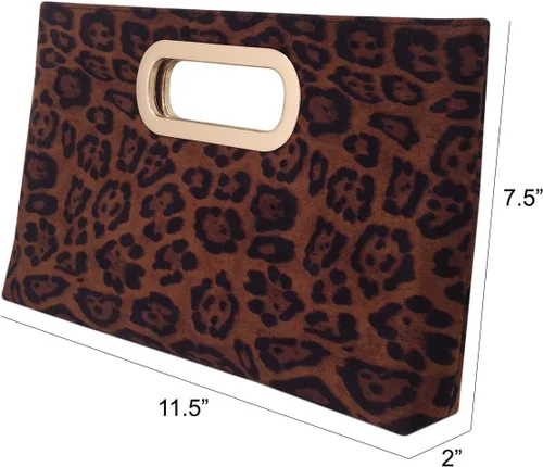 Miniatura 2 de JNB Embrague de leopardo pequeño con asa superior de ante sintético