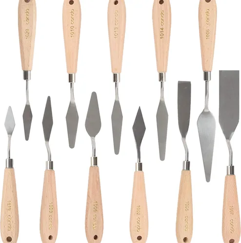 Miniatura 2 de CONDA Juego de 11 piezas de espátulas de acero inoxidable, cuchillo de paleta profesional, mango de madera para pintura