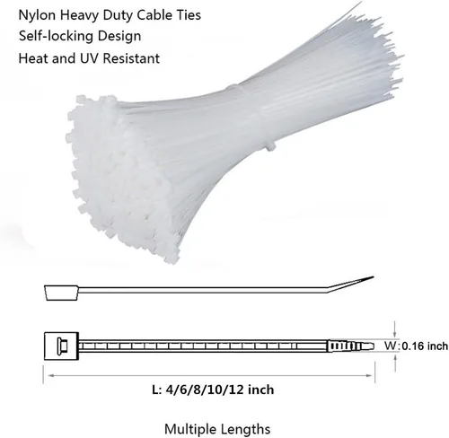 Bridas de nailon autoblocantes para cables, 4, 6, 8, 10, 12 pulgadas, ancho de 0.16 pulgadas, 500 piezas amarres de alambre resistentes para el
